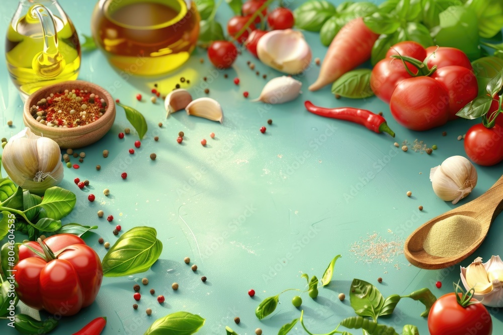 Poster various types of vegetables displayed on a table, suitable for food and nutrition concepts