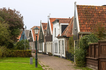 Narrow street in the village of Oudeschild on the Dutch island of Texel.