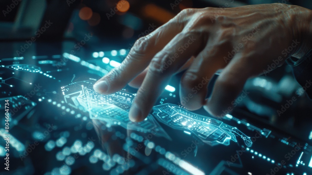 Aufkleber A person pressing a button on a computer keyboard. Suitable for technology concepts