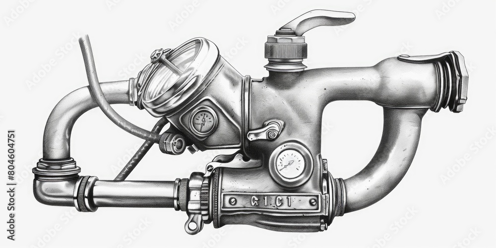 Aufkleber a drawing of a gas hydrant with a clock, suitable for urban concepts