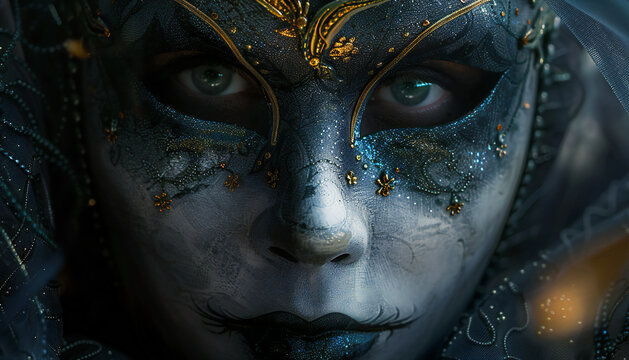Recreation of woman eyes behind a venetian carnival mask