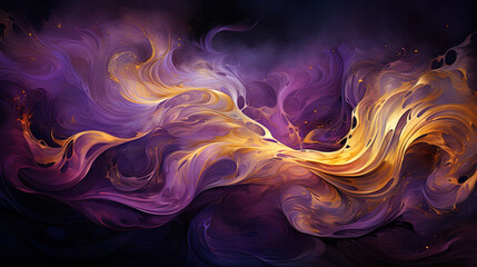 Obraz premium Seamless Purple and Gold Brush Stroke Wavy Banner Background