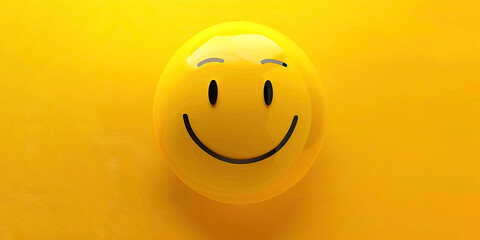 Fototapeta premium Gratitude (Bright Yellow): A simple smiley face representing thankfulness or appreciation