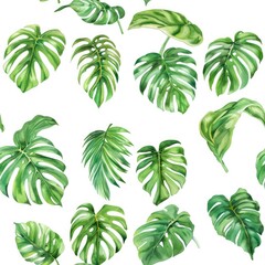 Colorful watercolor tropical leaves perfect for design projects