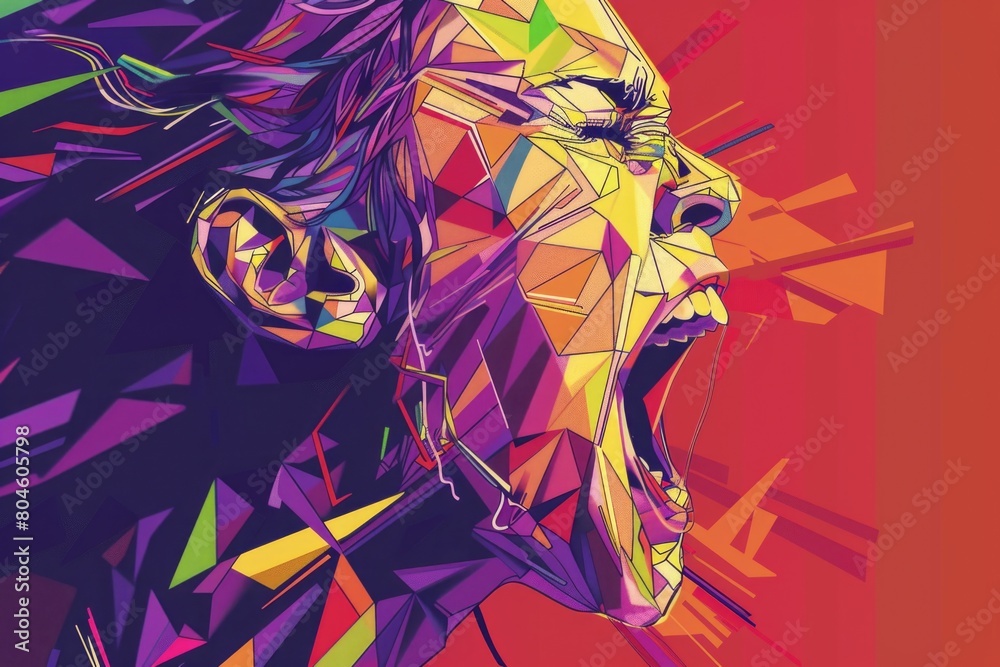 Poster a realistic digital painting of a man with his mouth open. suitable for various design projects