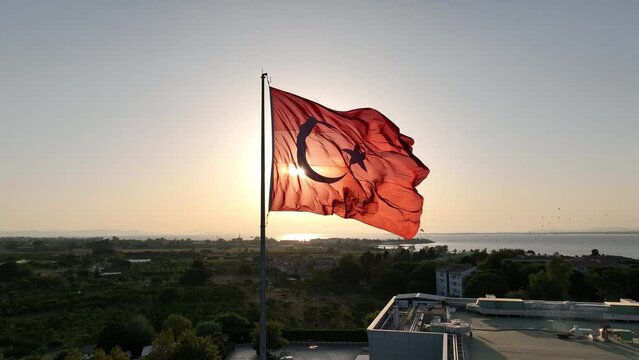 Turkish Flag Waving