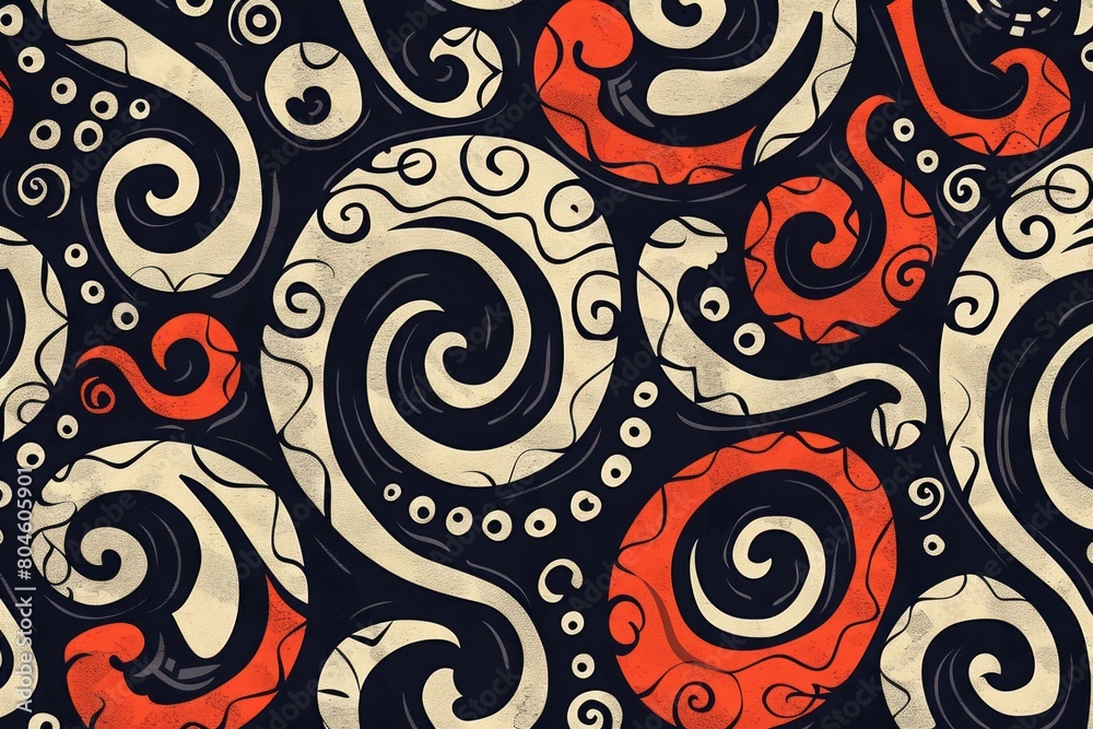Poster abstract black, white, and red swirl pattern. great for backgrounds or graphic design projects