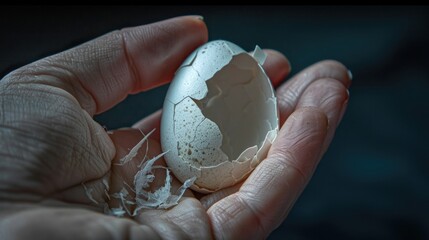 A person holding a broken egg, suitable for various concepts and designs