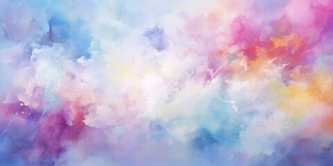 A vibrant watercolor background featuring a rainbow of colors including magenta, electric blue, and more. The colors create a beautiful pattern reminiscent of the sky