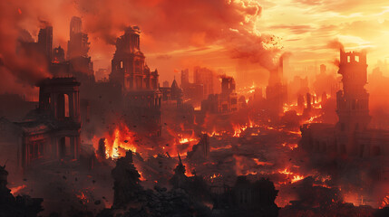Obraz premium City Engulfed in Flames