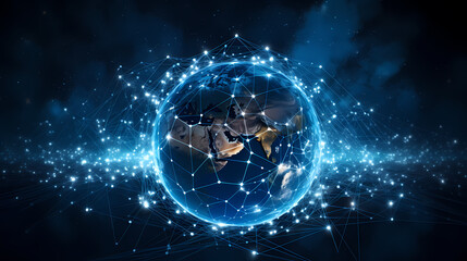 Abstract digital earth with global network and connections concept