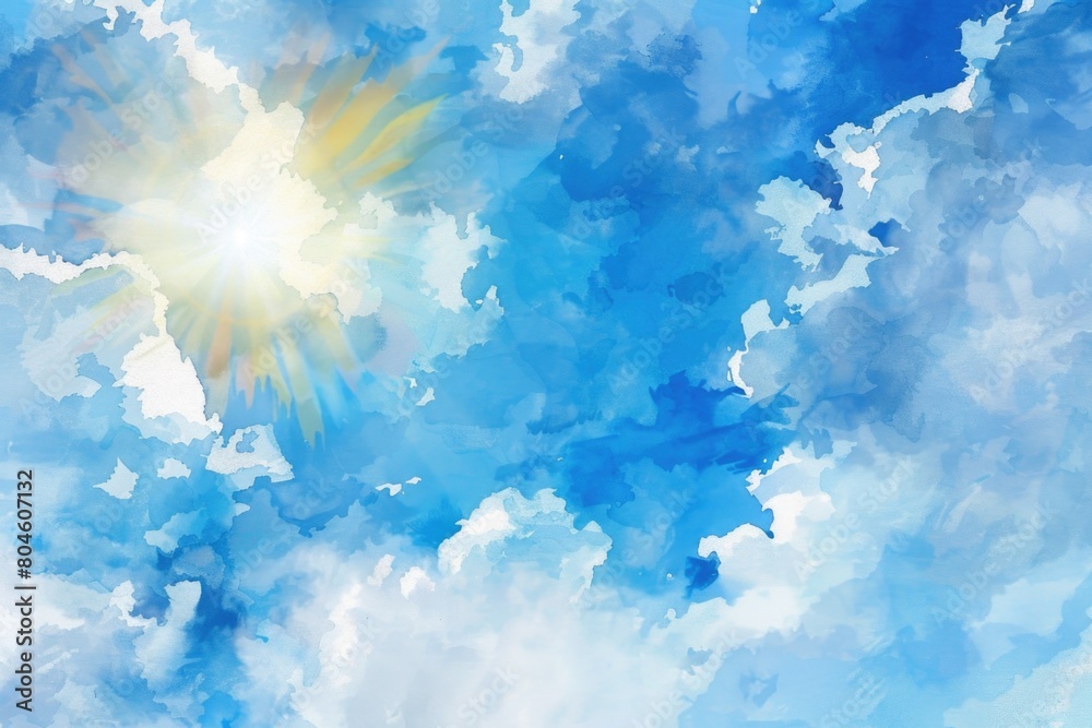 Poster sunlight breaking through clouds, ideal for nature concepts