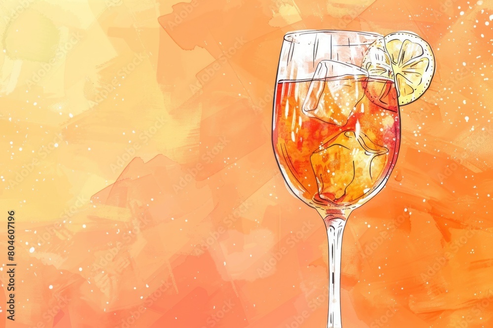 Poster a drawing of a drink in a wine glass. suitable for various design projects
