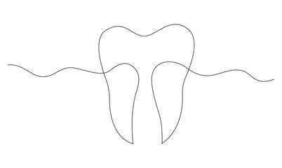 Vector continuous one simple single abstract line drawing of  tooth dental clinic and care concept