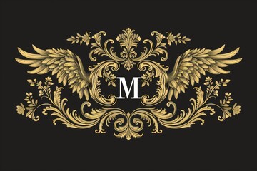 Obraz premium Elegant monogram logo design with wings, perfect for branding projects