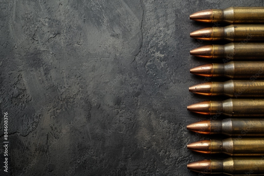 Poster bullet shells lined up against a wall, suitable for military or crime scene concepts