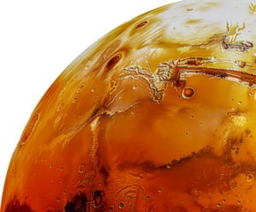 Martian landscape with red sand dunes cut out on transparent background