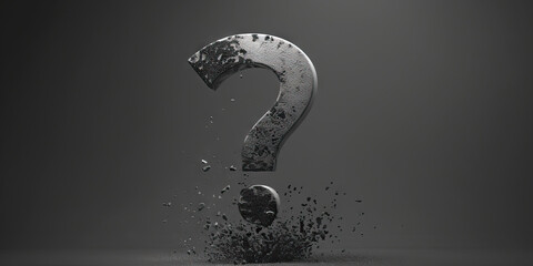 Doubt (Gray): A question mark shape, symbolizing uncertainty and indecision - obrazy, fototapety, plakaty