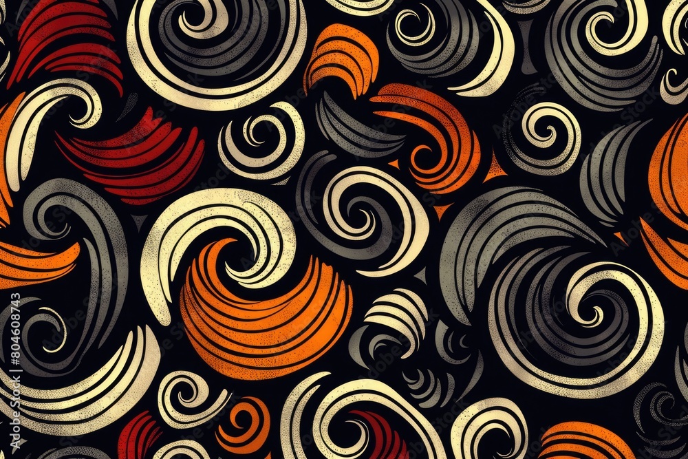 Aufkleber abstract swirl pattern on black background, suitable for graphic design projects