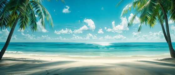 Pristine Caribbean Beach with Clear Blue Water and Soft Sand, Perfect Day for a Beach Vacation