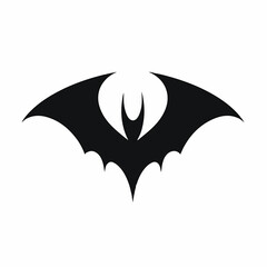 Bat black silhouette symbol on white background