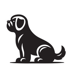 Dog in profile, black silhouette on a transparent background, vector drawing for stencil