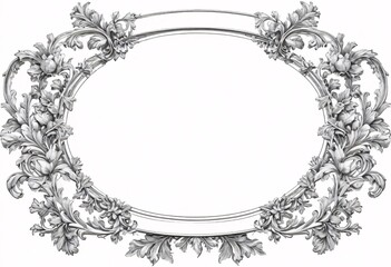 black and white ornate vintagestyle frame with floral and leaf