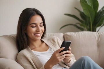 Woman with mobile phone at home