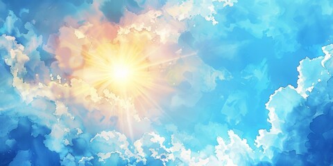 Vibrant Spring Sky with Warm Sunny Glow Generative AI