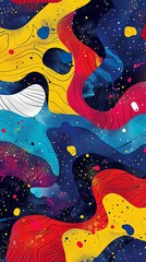 Cosmic Abstract Waves in Vibrant Colors