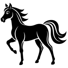 horse silhouette isolated on white