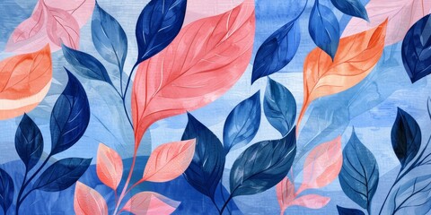 Modern Floral Elements in Wavy Shapes Generative AI