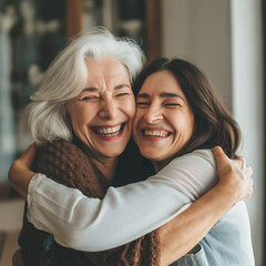 Mãe e filha mais velha se abraçando - Dia das mães