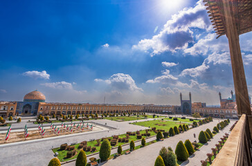 It's a peaceful day at Imam Square (Naqsh-e Jahan Square) as visitors take a leisurely stroll...