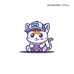 Fototapeta premium cute cats playing games, character, mascot, logo, design, vector, eps 10