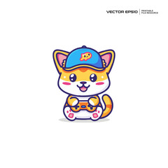 Obraz premium cute cats playing games, character, mascot, logo, design, vector, eps 10