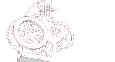 clock mechanism sketch 3d illustration