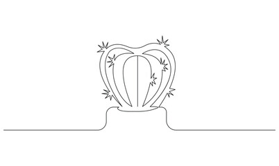 Vector continuous one simple single abstract silk line drawing of cactus isolated on white background