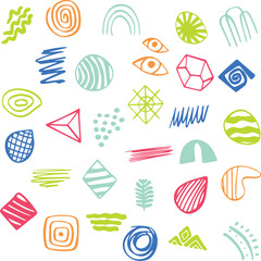 Abstract handmade neon doodles, logotype, vibrant, art, illustration