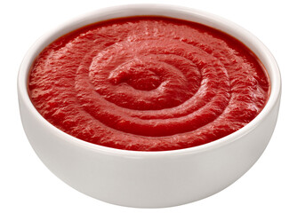 pote com molho de tomates vermelhos maduros isolado em fundo transparente