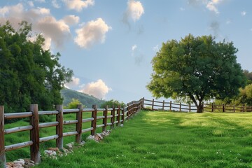 Tree and fence in a beautiful day