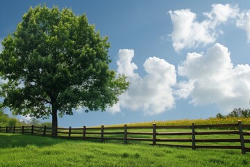 Tree and fence in a beautiful day