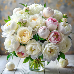 Obraz premium Bouquet of white peonies in a vase