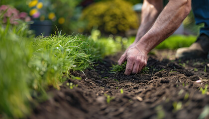 An expert Gardener doing a garden makeover