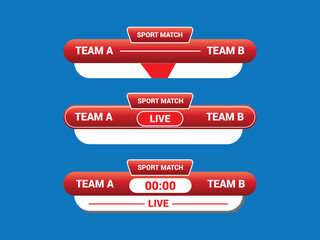Sport Lower Thirds Template for Scoreboard Broadcast. Set lower thirds for banner Bars.