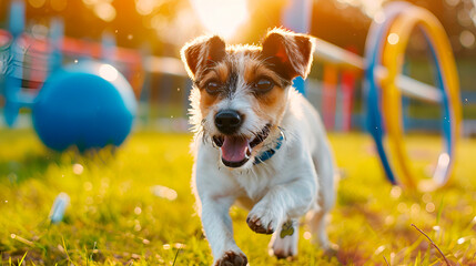 Fitness style, dog doing agility training