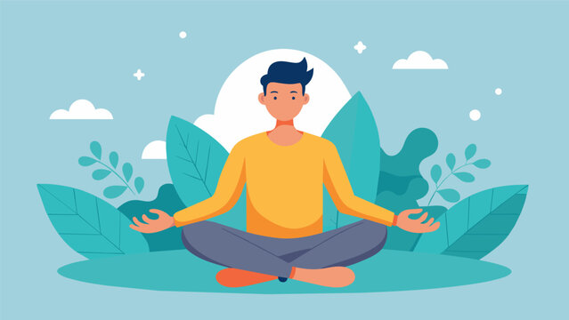 A guided meditation session accompanied by soothing music to help participants destress and improve mental clarity.. Vector illustration