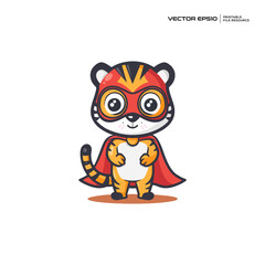 Obraz premium cute tiger wearing a super hero costume, character, mascot, logo, design, vector, eps 10