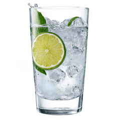 cocktail gin tonic with lime isolated on white or transparent background, refreshing summer drink