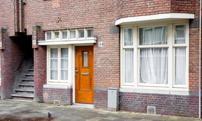 Entrance of a typical Dutch house in Amsterdam, Netherlands.